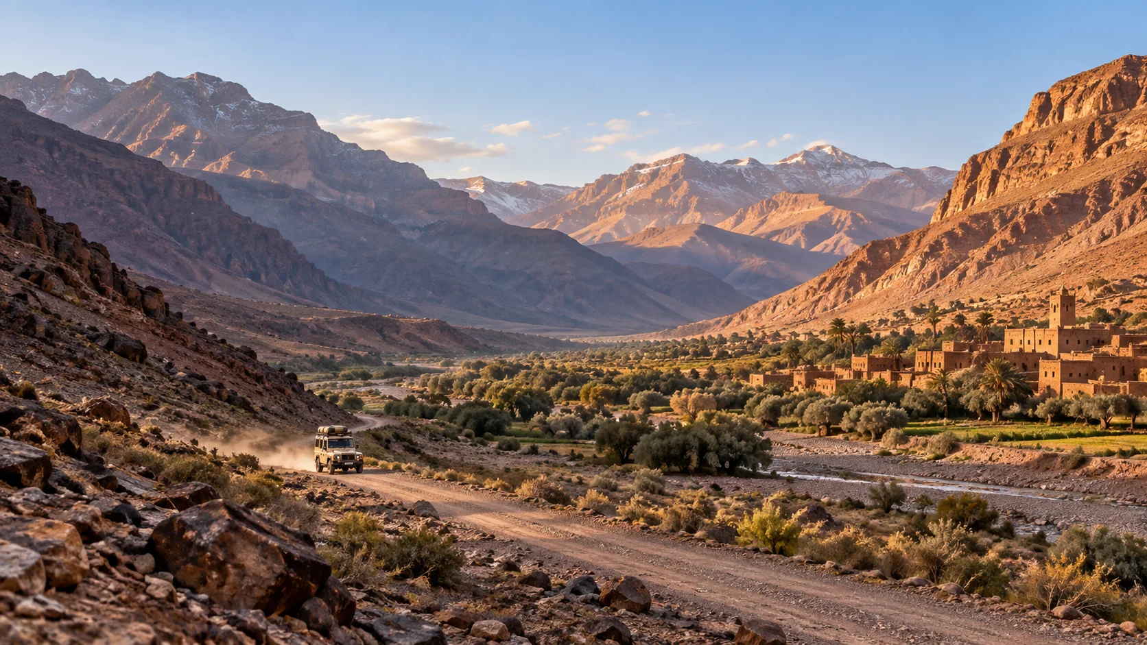 Vallée de l’Atlas et village en terre — visuel d’inspiration